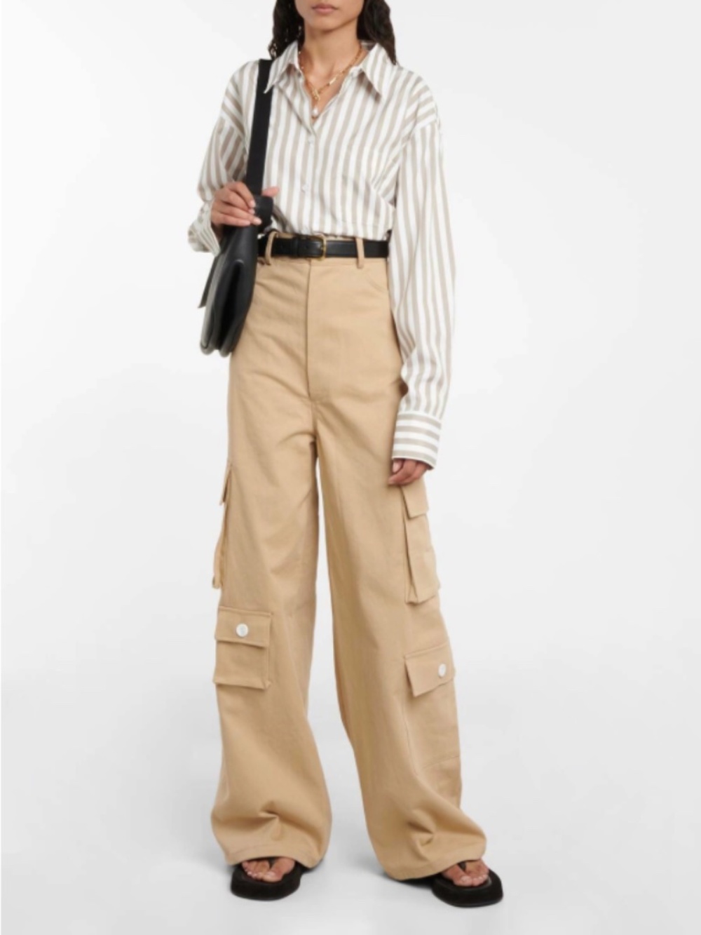 The Frankie Shop Hailey High Rise Tan Cotton Cargo Pants Size Medium (S)